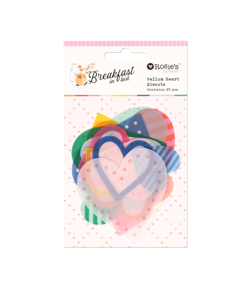Rosies Studio Breakfast in Bed Vellum Heart Diecuts (25 Pieces)