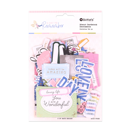 Rosies Studio Day to Remember Cardstock Diecuts - Sentiments (184 Pieces)