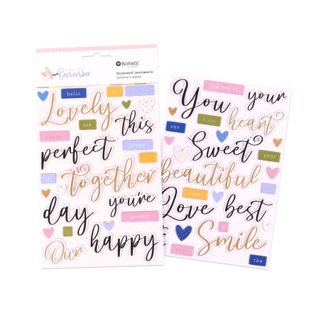 Rosies Studio Day to Remember Chipboard Die Cuts Sentiments (2 Sheets)