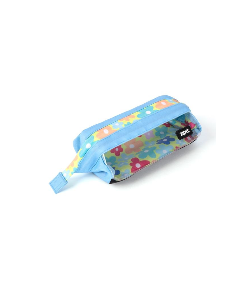 Zipit Pencil Case Lenny 2 Clear Sides Retro Floraack