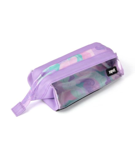 Zipit Pencil Case Lenny 2 Clear Sides Lavender Abstractack