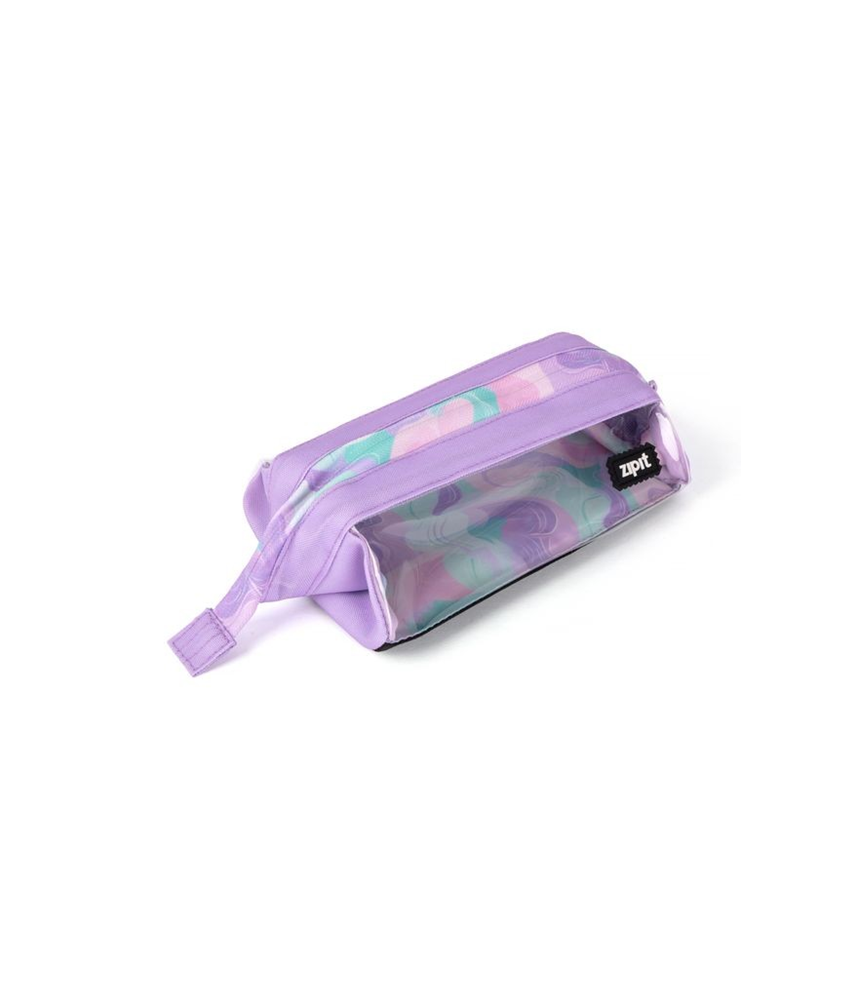 Zipit Pencil Case Lenny 2 Clear Sides Lavender Abstractack