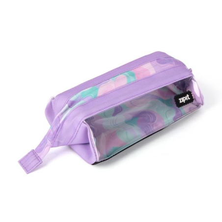 Zipit Pencil Case Lenny 2 Clear Sides Lavender Abstractack