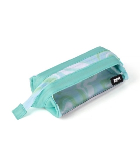 Zipit Pencil Case Lenny 2 Clear Sides Pastel Green Swirl