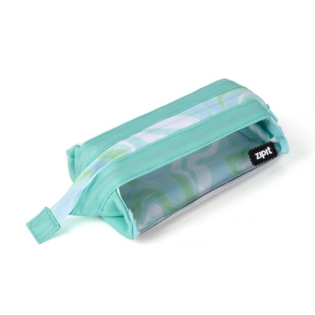 Zipit Pencil Case Lenny 2 Clear Sides Pastel Green Swirl