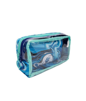 Zipit Pencil Case Half & Half 2 Pocket Blue Waves