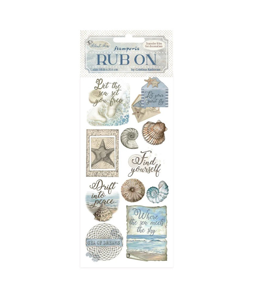 Stamperia Rub On Film 4x8.5" Silent Sea Sea Shells