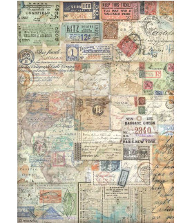Stamperia A4 Tissue Paper Art of Traveling - Tickets