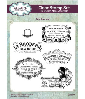 Creative Expressions Taylor Made Journals Victorian 6 in x 8 in Clear Stamp Set