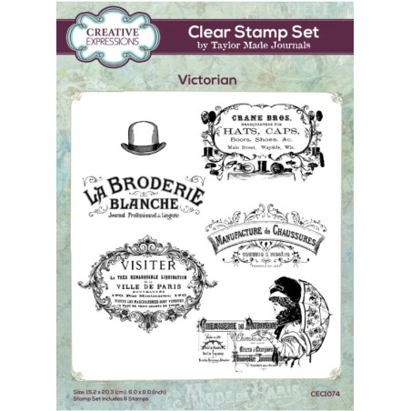 Creative Expressions Taylor Made Journals Victorian 6 in x 8 in Clear Stamp Set