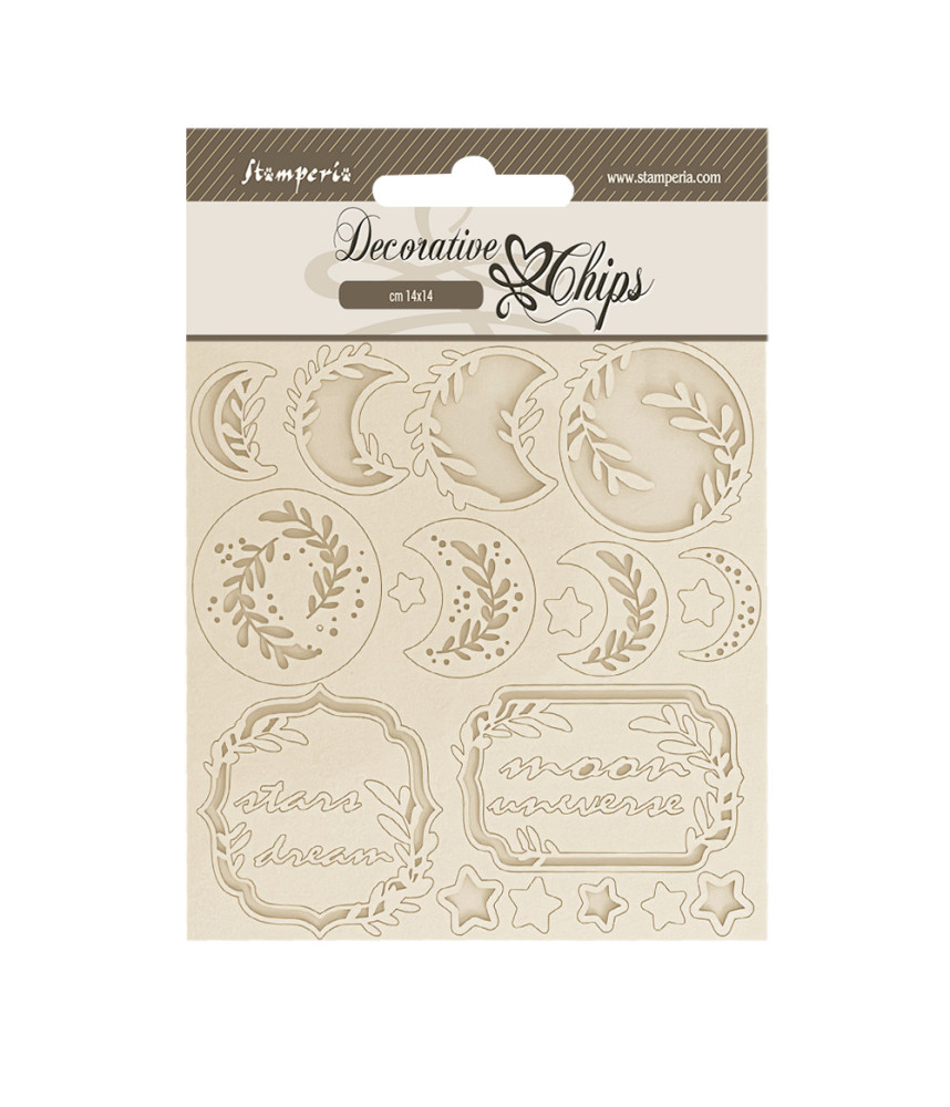 Stamperia Decorative chips Create Happiness Secret Diary moon