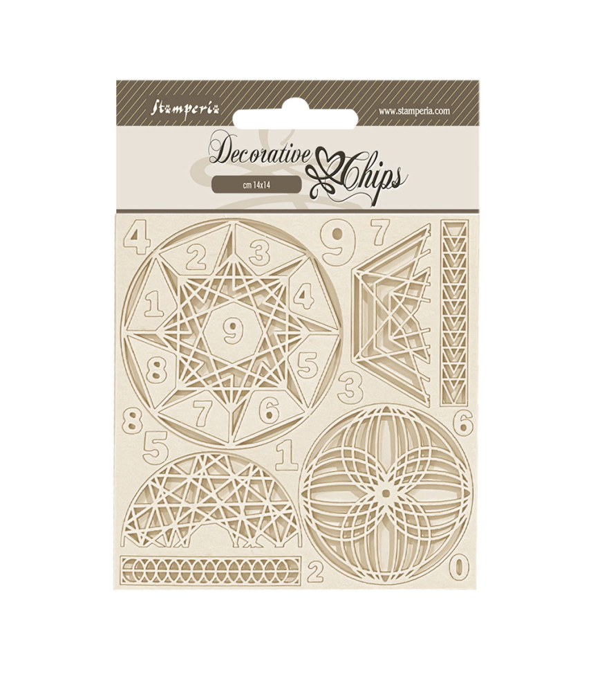 Stamperia Decorative chips cm 14×14 Fortune numbers