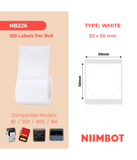 NIIMBOT - B1 / B21 / B3S / B4 - T50X50MM - Round - 150 Lables Per Roll - White