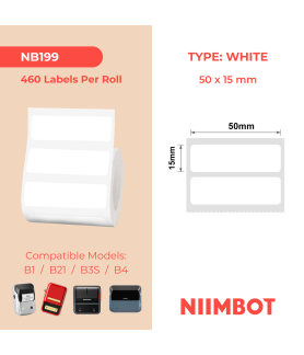 NIIMBOT - B1 / B21 / B3S / B4 - T50X15MM/2R - 460 Lables Per Roll - White