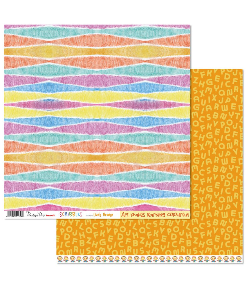 Penelope Dee Scribbles 12 X 12 Scrapbook Paper Lively Orange