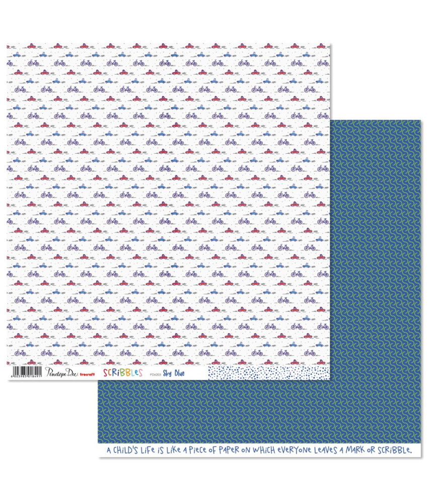 Penelope Dee Scribbles 12 X 12 Scrapbook Paper Sky Blue