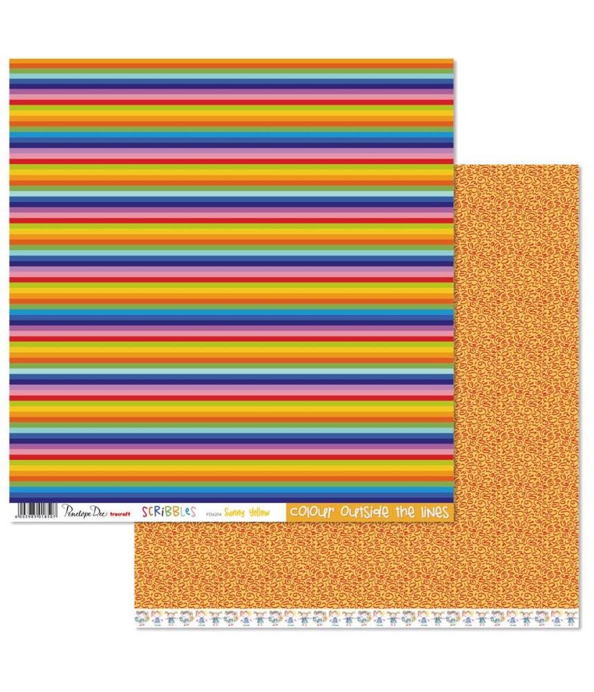 Penelope Dee Scribbles 12 X 12 Scrapbook Paper Sunny Yellow