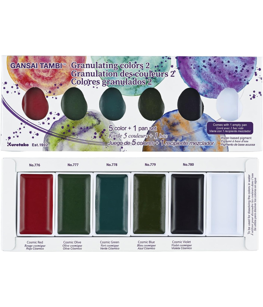 Kuretake Gansai Tambi Watercolour 5 Colour Set 2 GRANULATING