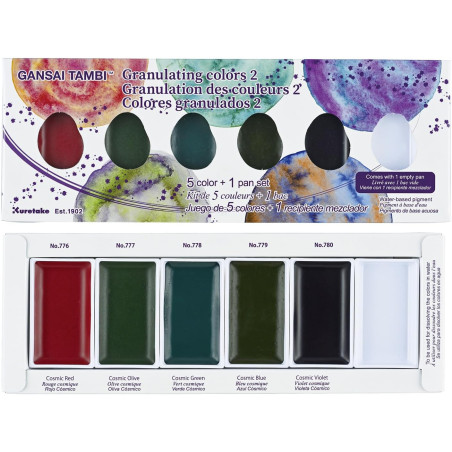 Kuretake Gansai Tambi Watercolour 5 Colour Set 2 GRANULATING