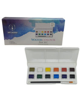 Art Board Watercolour Pan Set 12 Deluxe Colours