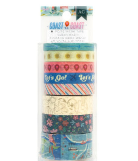 American Crafts Coast-to-Coast Foil Washi Tape, 8 pack