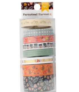 American Crafts Farmstead Harvest Gold Foil Washi Tape - 8 Pack