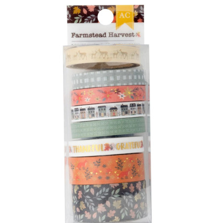 American Crafts Farmstead Harvest Gold Foil Washi Tape - 8 Pack