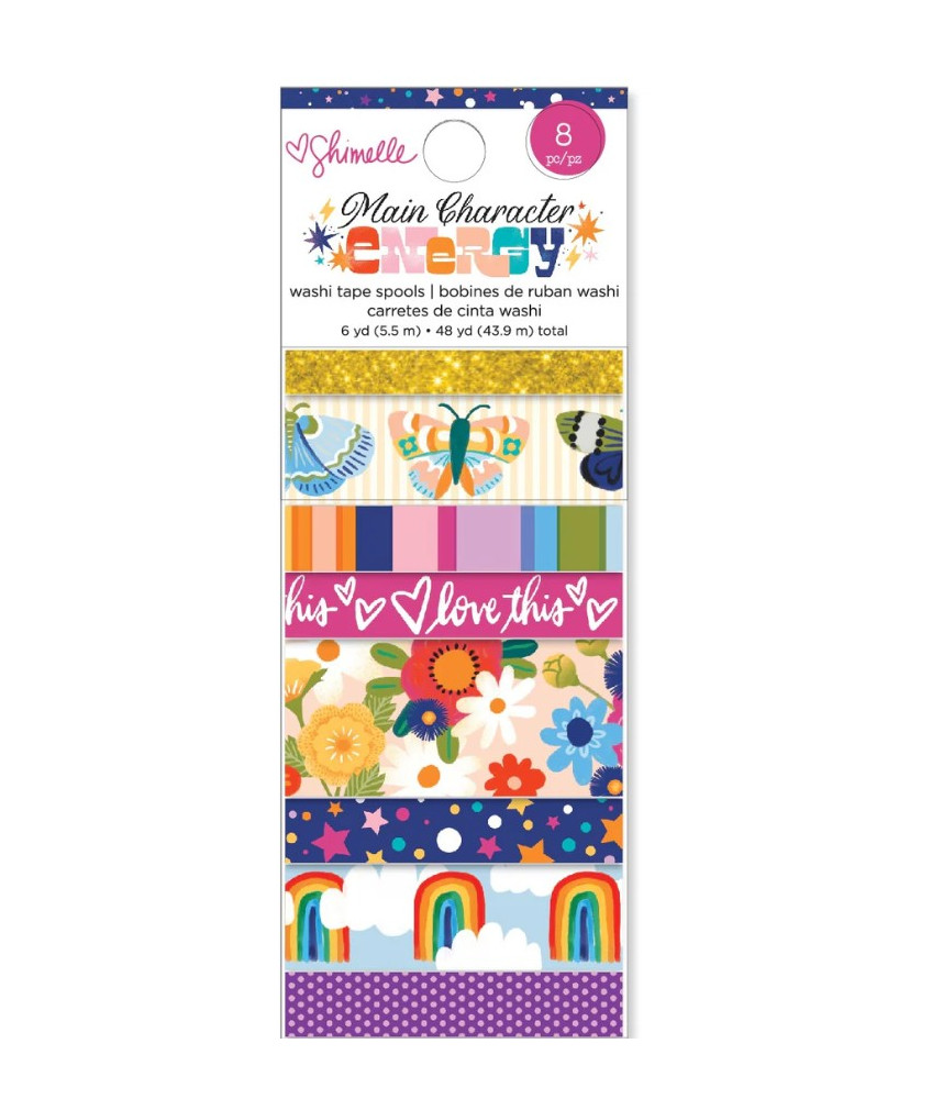 American Craft Shimelle Main Character Energy Gold Glitter Washi Tape - 8 pack