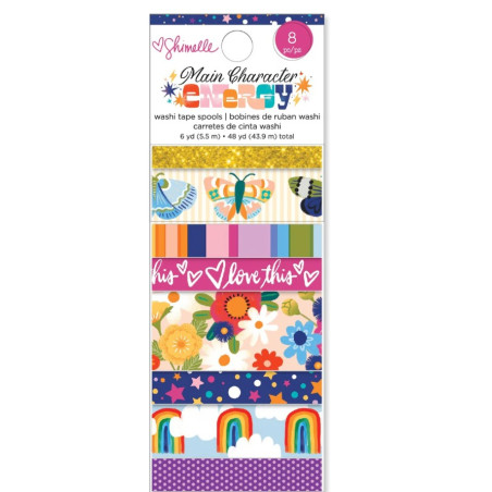 American Craft Shimelle Main Character Energy Gold Glitter Washi Tape - 8 pack