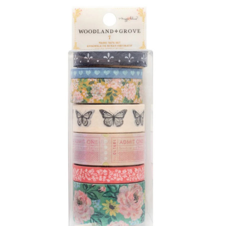 American Craft Maggie Holmes Woodland Grove Washi Tape 7/Pkg-W/Gold Foil Accents