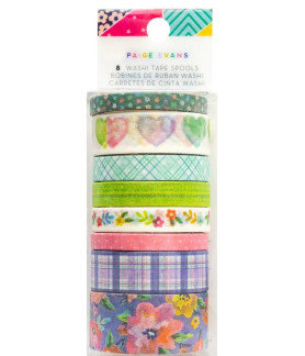 American Craft Paige Evans Blooming Wild Washi Tape-8 Pack