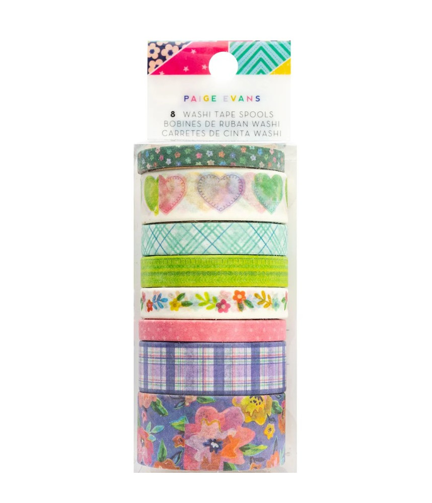 American Craft Paige Evans Blooming Wild Washi Tape-8 Pack