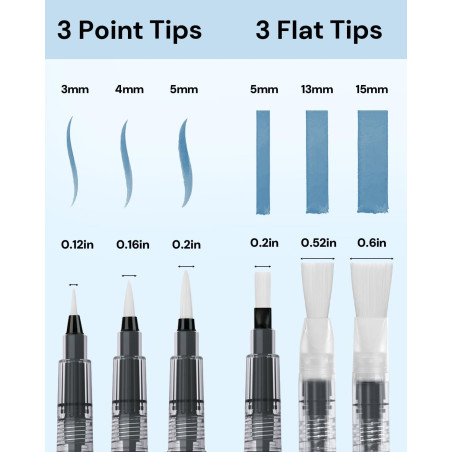 Maries Leak-Proof Refillable Water Brush Large Flat 15mm