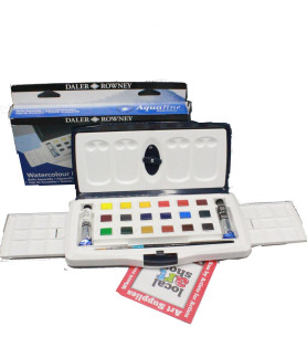 Daler Rowney watercolour Aquafine 18 half pans +2 tubes palette