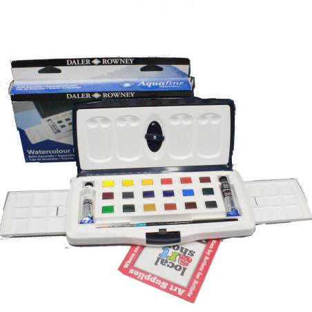 Daler Rowney watercolour Aquafine 18 half pans +2 tubes palette