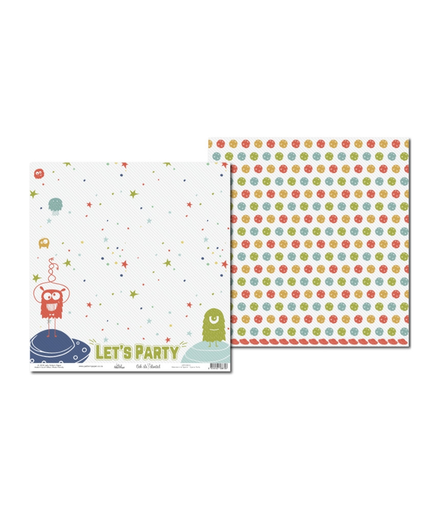 Lady Pattern Paper - Scrapbook Paper 12 x 12 Monsters In Space - Space Party