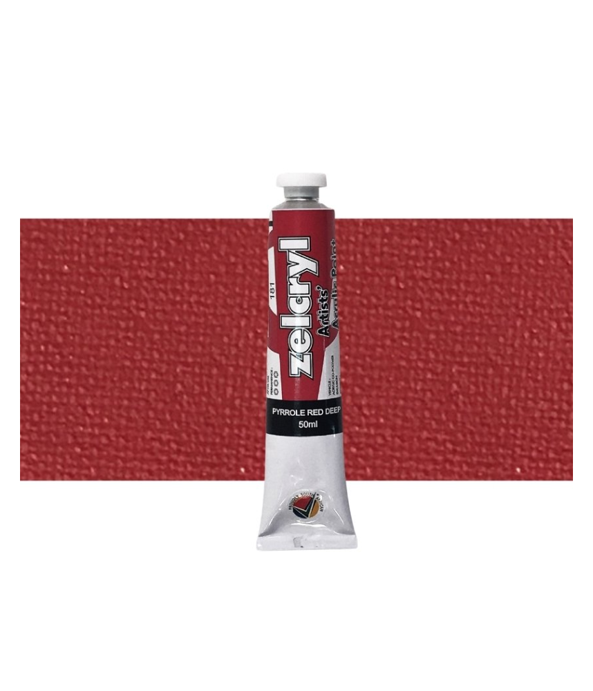 Zellen Zelcryl Acrylic Paint 50ml 181 Pyrrole Red Deep