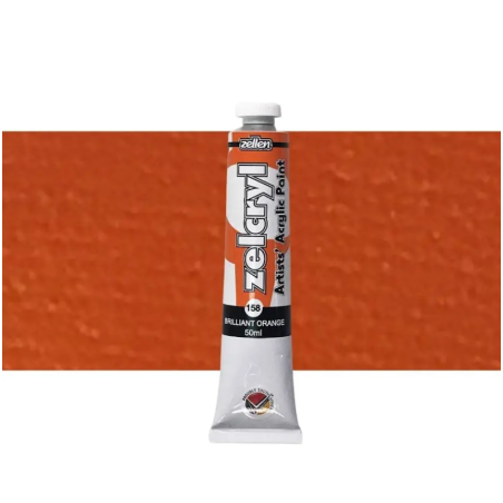 Zellen Zelcryl Acrylic Paint 50ml 158 Brilliant Orange