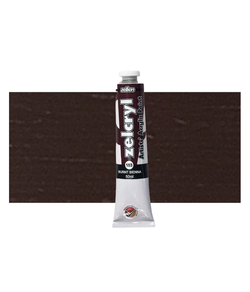 Zellen Zelcryl Acrylic Paint 50ml 153 Burnt Sienna