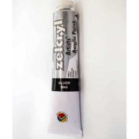 Zellen Zelcryl Artists Acrylic Paint 50ml 91 Silver