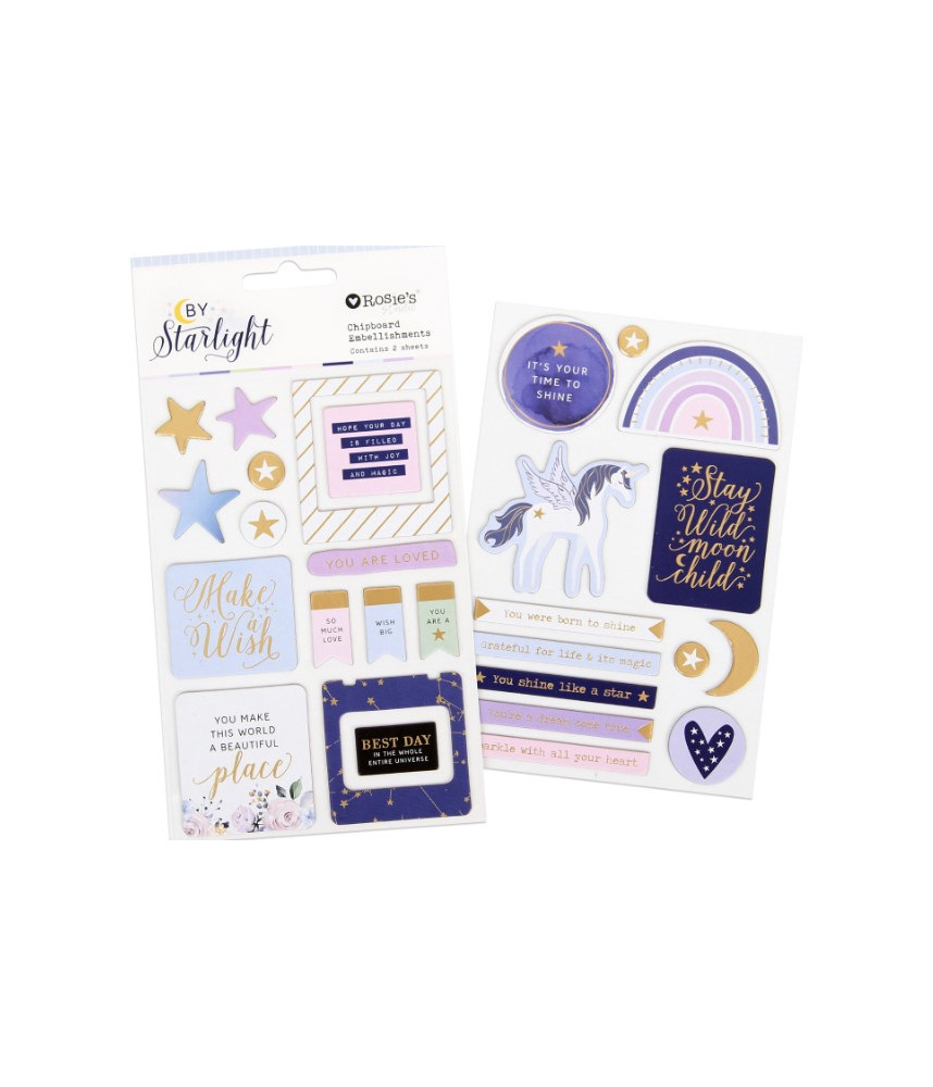 Rosies Studio - By Starlight Chipboard Embellishments 2 Sheets