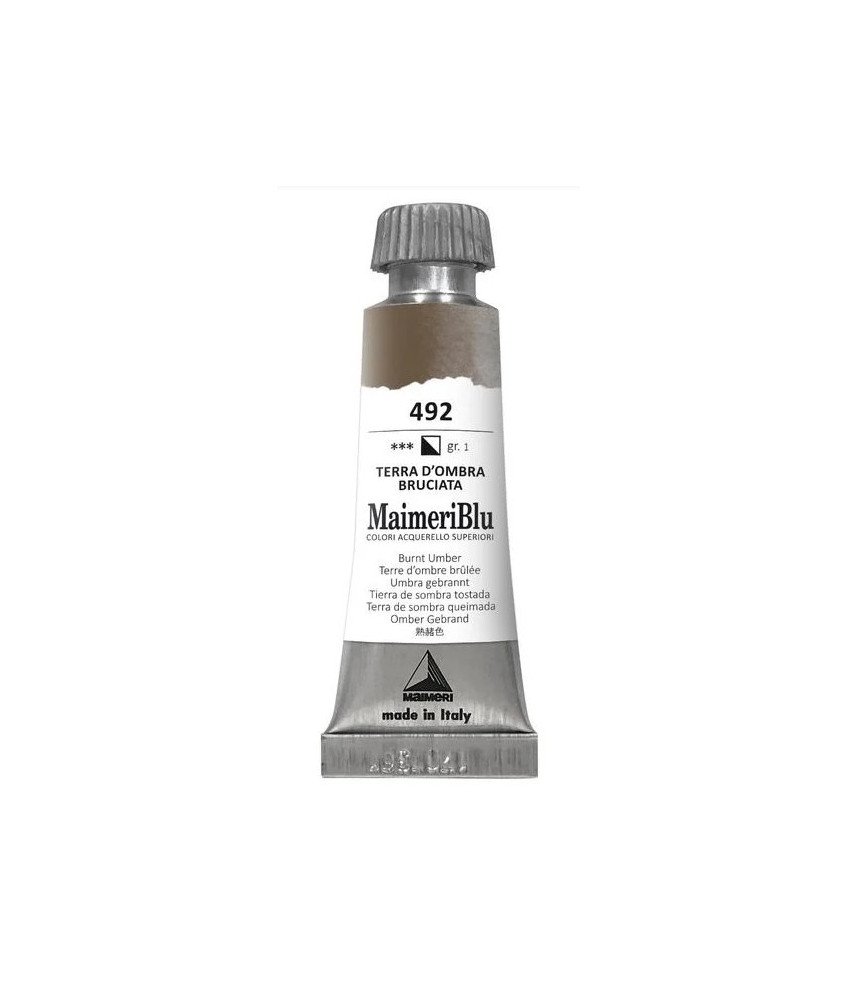 MaimeriBlu Superior Watercolor Paint 12ml - Burnt Umber 492