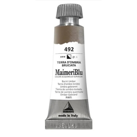 MaimeriBlu Superior Watercolor Paint 12ml - Burnt Umber 492