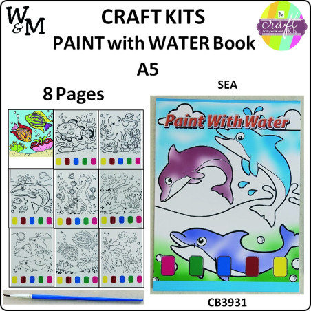 W&M Craft Kit PAINT w WATER Book SEA 8 Pages A5