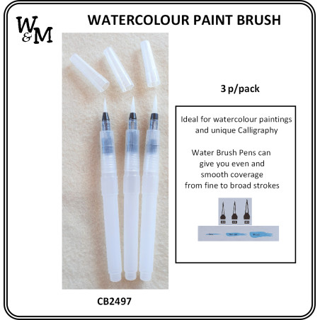 W&M Watercolour Paint Brush 3 p/pack