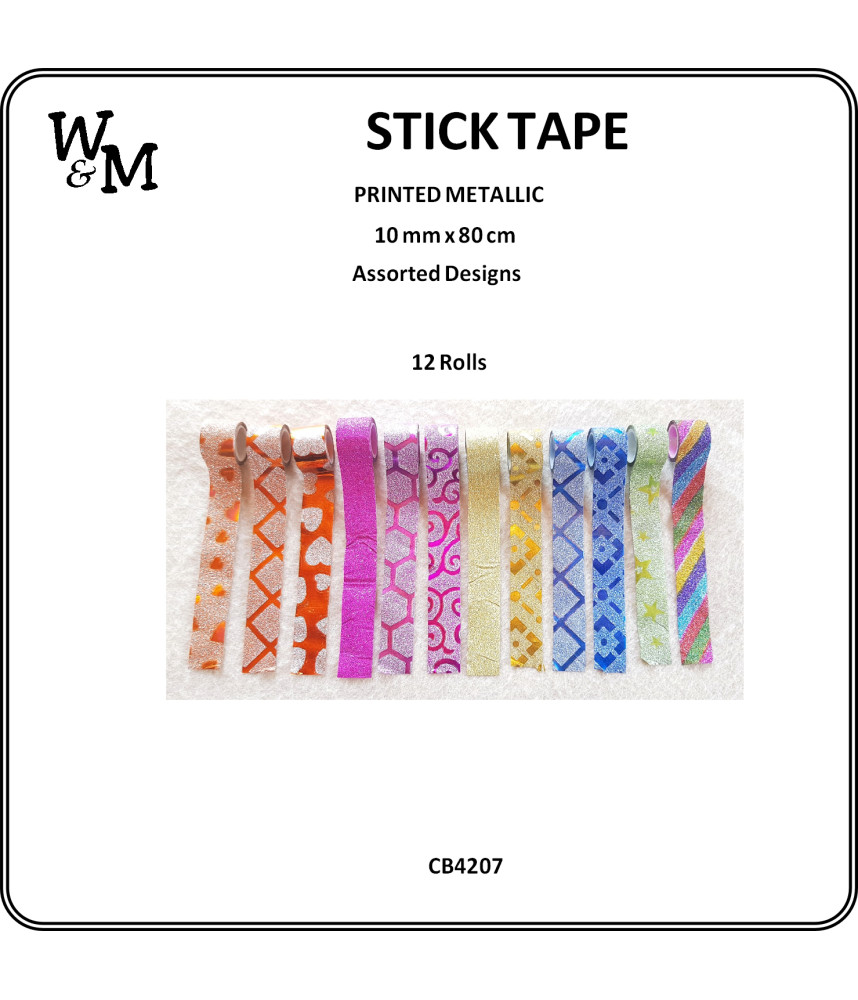 W&M Stick Tape PRINTED METALLIC 10mmx80cm 12 rolls p/p