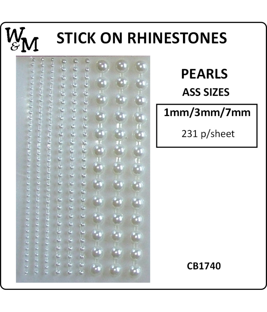 W&M R/stones ASS SIZES PEARLS Stick-on