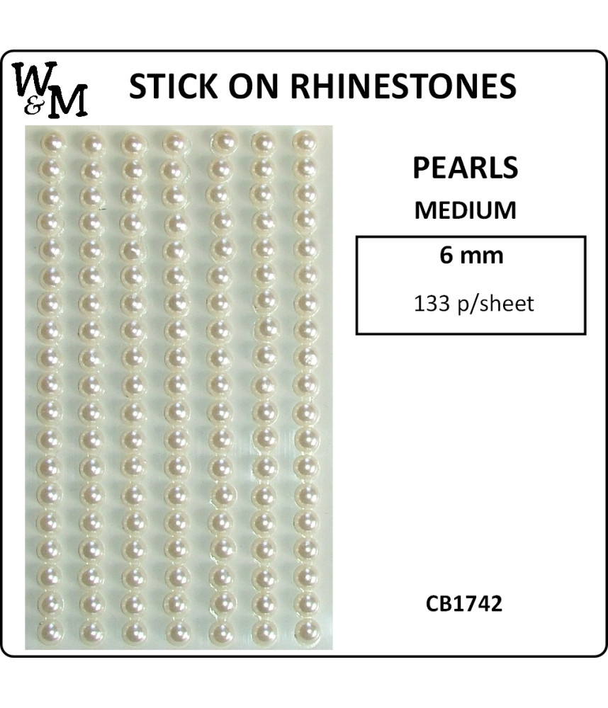 W&M R/Stones MED PEARLS Stick-on 6mm