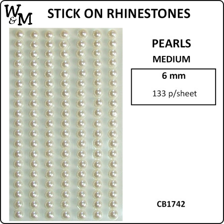 W&M R/Stones MED PEARLS Stick-on 6mm