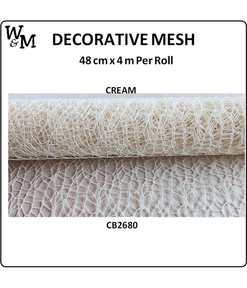 W&M Decorative Mesh CREAM 48cm x 4m
